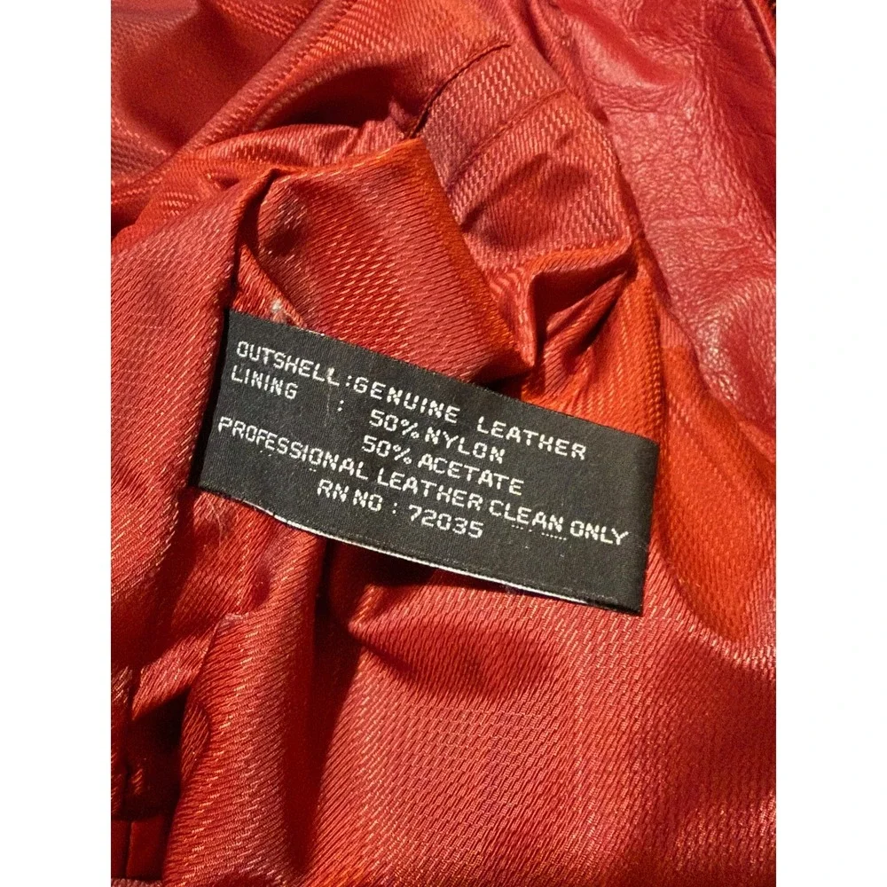 Adler Collection Red Leather Zip Front Jacket Women's Medium Tailored Minimalist - Picture 8 of 8